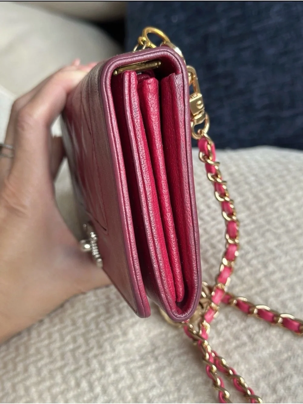 CHANEL Quilted Shoulder Bag in Burgundy with Gold-Tone Hardware